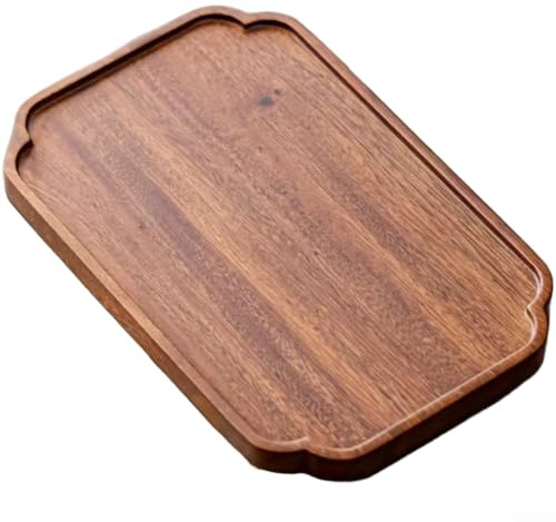 Bandeja de té para servir, plato rectangular de madera de nogal, suave, estilo minimalista para decoración del hogar, para juegos de té, aperitivos o frutas