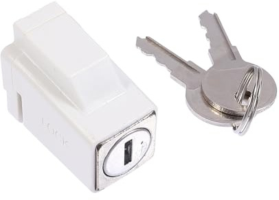 Lurrose Cerradura de Ventana Corrediza Antirrobo Ajustable de Aleación de Zinc con Llave, Tope Limitador para Puertas y Ventanas, Bloqueo de Seguridad, Instalación sin Perforaciones,