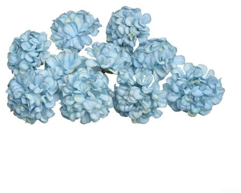 50 cabezas de hortensias artificiales para decoración de bodas, suministros de fiesta, adornos de manualidades, ropa, sombreros, diademas, accesorios (azul)