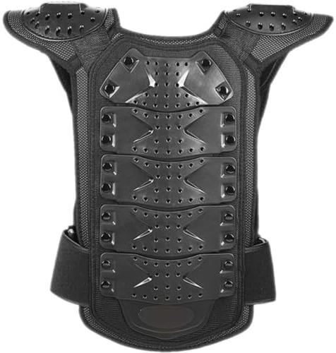 RUNROTOO Protective Snowboarding Vest Back Protector Black L | Eva Pe Nylon Build, Adjustable Elastic Waist Straps, Cushioned Pad for Cycling and Other Activities Back to School