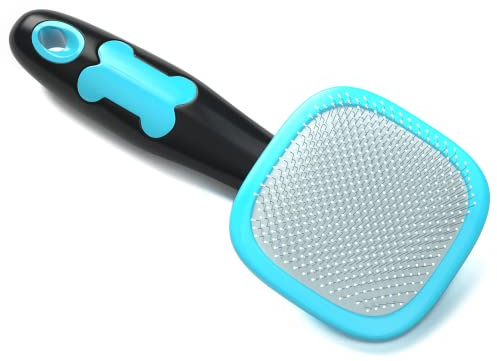 Glendan Dog & Cat Brush- Slicker Pet Brush- Shedding Grooming Tools (Blue)