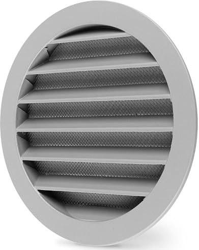 calimaero® WSGG 6 Inch Gray Round Metal Air Vent Grill Cover Flat Louver with Fly Screen Fits Only with Metal Ducts