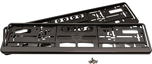 Set di 2 portatarga per auto eTopio con 4 viti | Portatarga per targa europea 520 mm x 110 mm | Premium supporto targa auto supporto nero
