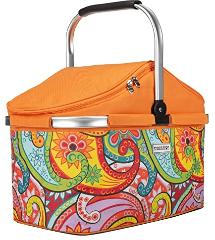 anndora Einkaufskorb 25 Liter Isolierkorb Picknick Kühlkorb - Paisley orange