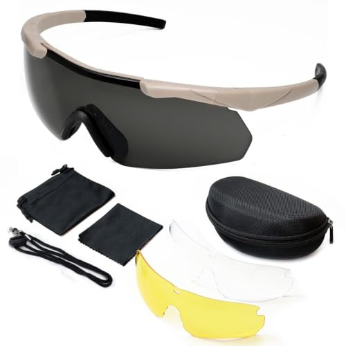 Gafas tácticas para exteriores con 3 lentes intercambiables, gafas de tiro de alta resistencia al impacto, gafas de seguridad unisex, antivaho UV400, protección ocular para caza, ciclismo, conducción,