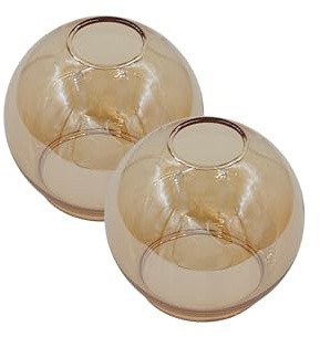 2er-Set Ersatzschirm „Castello“ – Glas Lampenschirm E14 goldfarbig, LED-geeignet, Ersatzglas für Pendellampe, Nachttischleuchte & Deckenstrahler, Lampenglas Ersatzteil für Leuchten, elegant & modern