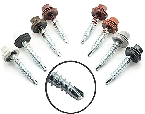 100 Stück Trapezblech Schrauben Bohrschrauben Selbstbohrend 4,8x60 / RAL 7016 RAL 7016 Dach verzinkt