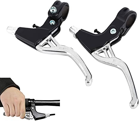 OUKENS Palanca de Freno, 1 par de manijas de Freno para Bicicleta aleación de Aluminio, Bicicleta de montaña, Bicicleta de Carretera, manijas de Palanca de Freno, 2,2 cm de diámetro(Plata)