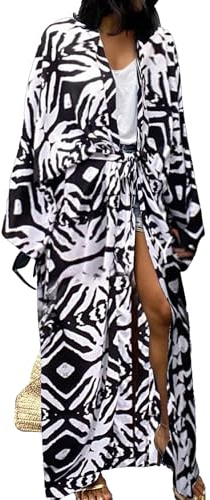 Bsubseach Lång, lös kimono att täcka bikini och badkläder, sexigt mode, cardigan, en storlek