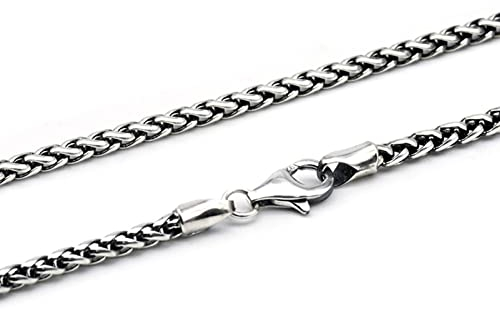Beydodo Halskette Männer 925 Sterling Silber, 3MM Zopfkette mit Karabinerverschluss Silber Kette Herren 65CM ohne Anhänger Hip Hop Partnerkette