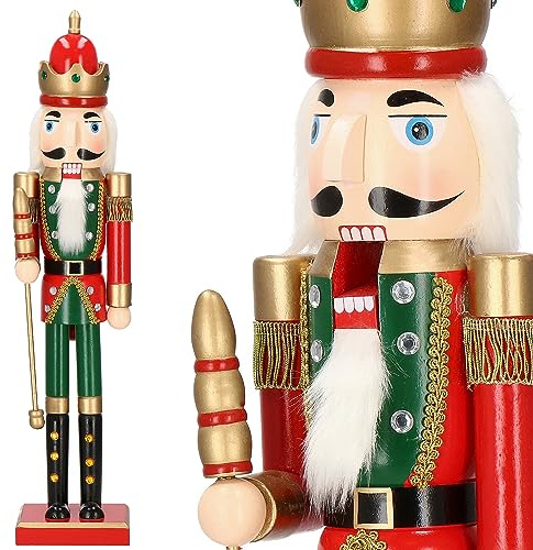 SPRINGOS Figurine casse-noisette en bois roi avec sceptre 61 cm Décoration de Noël