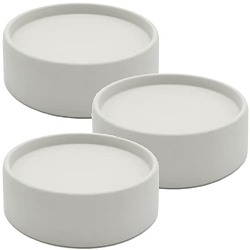 Dekovita 3er Set Kerzenhalter Ø11x4cm Beton-Optik Hellgrau - Kerzenständer für Stumpenkerzen - Stein Untersetzer rund