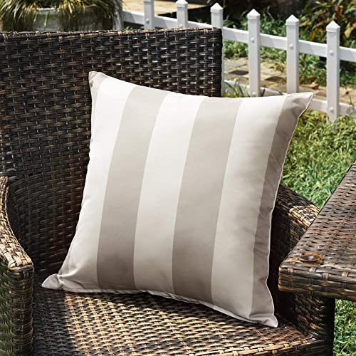 SK Studio 2 Stück Outdoor Kissen Wetterfest Wellen Gestreift Kissenbezug Sofakissen Dekorativ für Garten Sofa Wohnzimmer Bett Streifen Grau, 45x45cm | 45x45cm Wasserfest Sofakissen Dekokissen Kissenhülle für Terrasse Garten Sofa Wohnzimmer, Streifen Grau