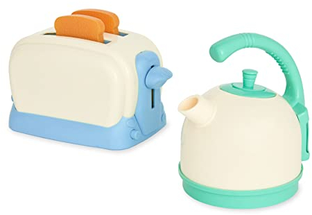 Casdon 48650 Breakfast Realistic Toy Kettle and Toaster Set for Children Aged 3+. Mit interaktiven Elementen, um die Fantasie zu erweitern, weiß