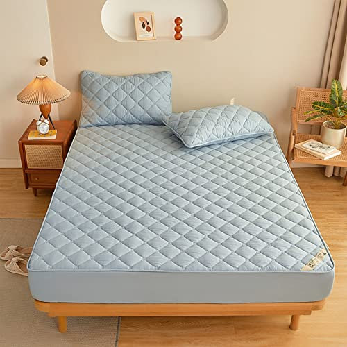 UVCMDUI Matratzenschoner, Hypoallergene Nässeschutz für Matratzen, Milbenschutzbezug Matratzen Maschinenwaschbar, Atmungsaktive, Bequem Matratzenschoner,Blau,200 * 200cm