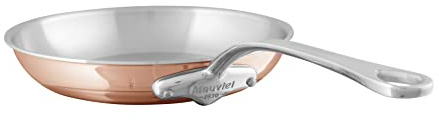 Mauviel M'6S Poêle à frire 6 plis Cuivre poli & Inox Poignées Fonte Inox 11,8 Fabrication Française