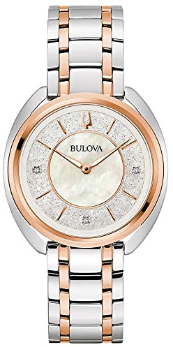 Bulova Orologio analogico al quarzo da donna con cinturino in acciaio inox 98P219, madreperla, Bracciale