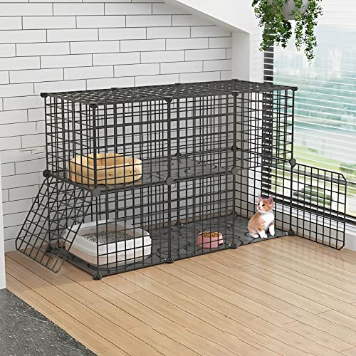 Katzenkäfig Katzengehege Innen -DIY Kleintierkäfig Haustierprodukte Tragbarer Metalldraht Käfig,Heimwerker-Laufstall FüR DraußEn/Indoor/Balkon/Zuhause/Terrasse (Color : C, Size : 111 * 49 * 73cm)