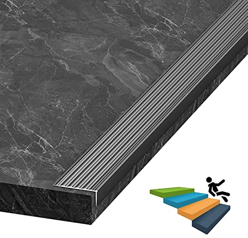 Treppenkantenprofil Antirutsch Treppe 3 Stück Treppenkanten Gold Silber Schwarz, 90cm Stufenrandstreifen Für Holz/ Vinyl/ Fliesen Treppen Innen Außen, Günstig Rutschfest Treppenkantenschoner ( Color :