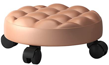 ESNY Round Low Caster Stuhl,Riemenscheibenhocker Für Fitness, PU -Leder -Rollhocker -Sitze Universalräder Für Home Office Fitness Round Roller Sitzhocker Gold