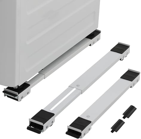SMONTER Heavy Duty Appliance Rollers, Extendable Washing Machine Stand Furniture Rollers Mobile Fridge Base Furniture Sliders for Refrigerators Washer and Dryer Support 660 lbs, White