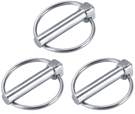 uxcell 3Pcs 7/16 x 2-9/16 Linch Pin with Ring, Trailer Pins Assortment Kit for Boat Kayak Canoe Trailer Tractor Trolley, Silver