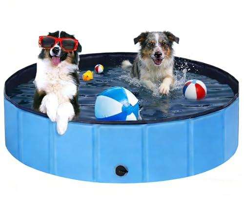 Ezilif Piscina per cani di taglia grande e piccola, pieghevole, antiscivolo, 160 x 30 cm, in PVC, ispessita, resistente all'usura, per cani, Ez-Hu04