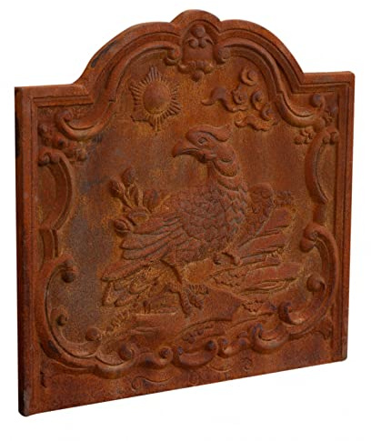 Biscottini Frontone con stemma 47x2,5x46 cm | Piastra per camino funzionale e decorativa | Frontone camino in ghisa