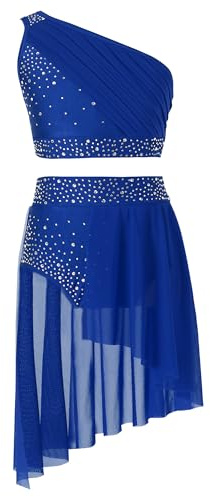 IEFIEL Vestido Lentejuelas de Danza Lírica para Niña sin Manga Maillot de Patinaje Artístico Disfraz de Bailarina Ballet 6-16 Años Z Azul 16 años