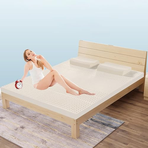 NaKeah Natürliche Latexmatratze, Doppelbett, mittlere Feste Matratze Toper für Rückenschmerzen mit Abnehmbarer Abdeckung, Drucklinderung,10cm,100x200cm