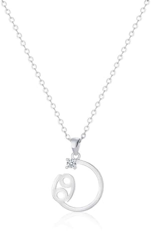 MILEPOSTJEW Cancer Zodiac Necklace for Women and Girls, Sterling Silver Zodiac Sign Necklaces, Ideal Birthday and Christmas Necklace Size: 18+2inch