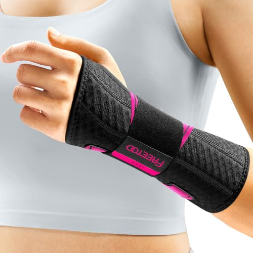 FREETOO Lätt passform handledsstöd med bionisk karpaltunnelskena, bär i ett steg, handledsbandage för RSI, senskidinflammation, förlängd handledsskena för kvinnor och män