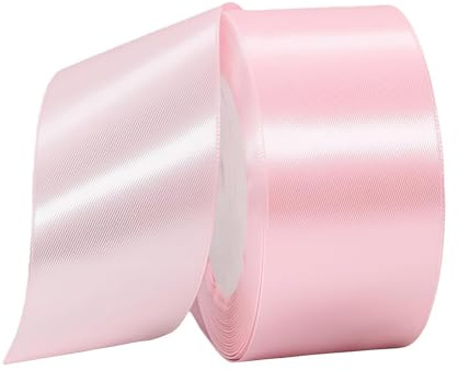Rosa band 50 mm för presentförpackning 22 m, rosa satinband 50 mm brett för hantverk tårta, hårrosett, polyesterband juldekoration, bröllop bildekor