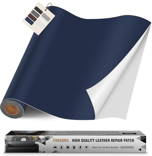 Leder kunstleder selbstklebend, 40 x 200cm leder reparatur set für Möbel, Sofa, Autositze, Taschen, Leder Reparatur und Renovierung(Glatt Marineblau)