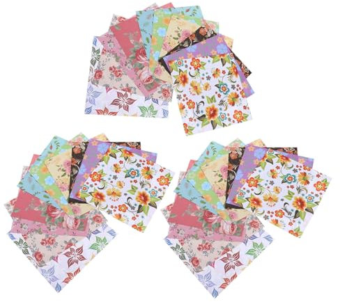 PLAFOPE 3 Sets Doppelseitig Bedrucktes Origami Exquisites Origami Papier Washi Faltpapier Kinderhandwerk Decoupage DIY Bastelbedarf Farb DIY Tragbares