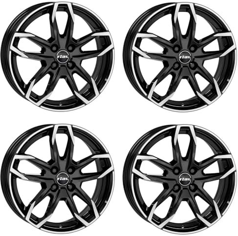 4x Rial Felgen Alufelgen Lucca 6.5Jx16 ET45 4x100 diamant-schwarz frontpoliert kompatibel mit CHEVROLET/DAEWOO(GM) /GM KOREA Aveo Kalos