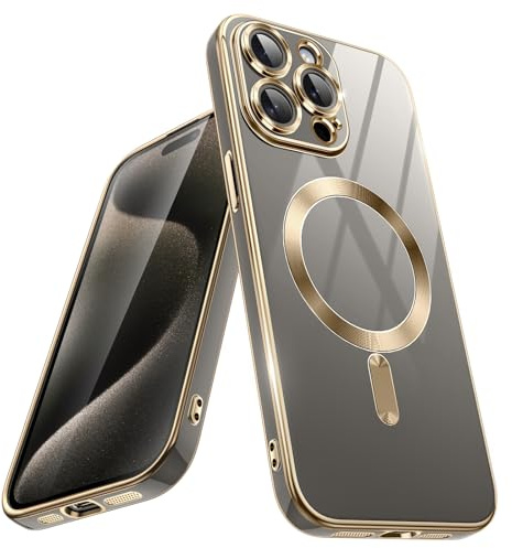 JETech Magnetische Hülle für iPhone 15 Pro, Titan Natur | Kompatibel mit MagSafe, Vollständiger Kameraschutz, Stoßfest Weiche TPU-Hülle, Einfarbig Rückseite