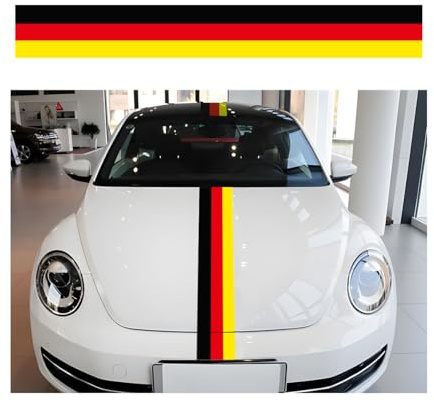 Adunsiaoto Pegatinas Coche, Reflectante Pegatinas Rayas Coche, Pegatina Rayas para Capó Coche, Calcomanía Rayas Auto Decoración, Adhesivo Raya Bandera Decoración Exterior Coches(Colores Alemanes)