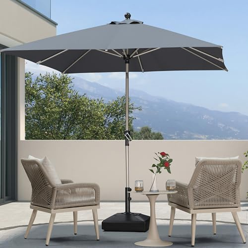 PURPLE LEAF Parasol de Jardin Extérieur Inclinable 2,5 x 2,5 m Carré, Parasol Balcon avec Châssis en Aluminium Champagne, Toile UPF 50+ pour Jardin Terrasse Patio Piscine Appartement, Gris