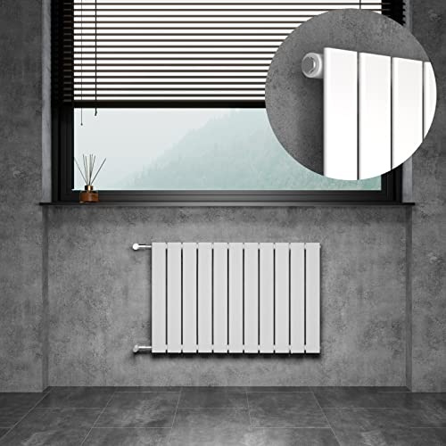 WITEN&NOCK Heizkörper Nabenabstand 500mm,Weiß 850x550mm Doppellagig,519W | Flach Paneelheizkörper mit Seitenanschluss, Horizontal, für Badezimmer und Wohnzimmer,Austauschheizkörper inkl. Montageset