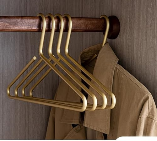 LYHYDMA grucce per Abiti 5 grucce in Lega di Alluminio Solida, Oro Opaco, Appendiabiti, Pantaloni, Maglioni, scaffali, Guardaroba, Organizer(5pcs)