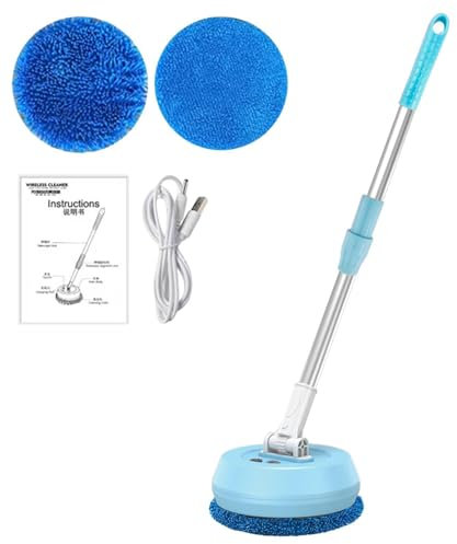 Vadrouille électrique, serpillières rotatives rechargeables pour murs, plafonds, nettoyeur de sols sans fil avec rotation à 180 degrés, serpillères rotatives rondes pour nettoyage des sols,