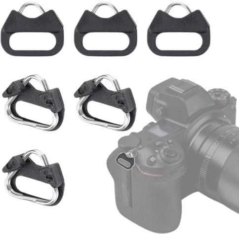 UEIOAVL Tracolle per videocamere, macchine fotografiche e binocoli, Morsetto di collegamento da 6 pezzi con gancio ad anello diviso triangolare con copertura protettiva in plastica