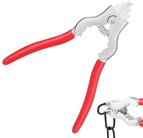 Feekoon Chain Pliers, 7 Inch Fixture Link Pliers, Malleable Iron Chain Pincers, Opener Closer Remover Pincers, Light Link Tool with Rubber Grip for Chandelier Shackle Light Fixture Accessories, Red