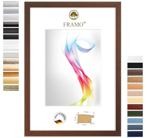 FRAMO Cadre photo en bois 55 x 55 cm (Dimension de l'image) carré en Wengé Marron | Taille sélectionnable | Affiches | Puzzle | Collage | Sur mesure | personnalisés