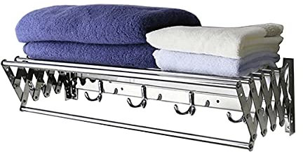 Porte-Serviettes Mural Pliable en Acier Inoxydable avec 4 Crochets pour Salle de Bain et Cuisine - Rails Porte-Serviettes extensibles/100 cm (80 cm)