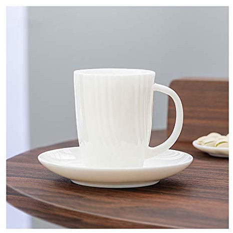 Taza de café de Porcelana Blanca Antigua, Juego de café y platillo de 8,5 oz, Tazas de café de cerámica, Regalo Ideal para Bebidas, Chocolate Caliente y té, ta