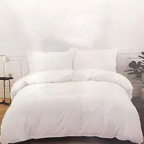 Juego de Funda Nórdica 4 Piezas, Sábana Bajera + 2 Fundas de Almohada + Funda Edredón, Cama de 90, 105, 135, 150 y 180 cm, Adecuado para Todas Las Estaciones, Ligeras y Suaves, (Blanco, 105 cm)