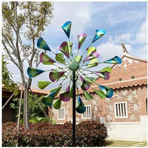 WXJHNYBS Magische Windmühle XXL, 200×52cm,Doppelwindrad,Kugellager Deko Garten Vintage Einzigartige und Magische Windmühle Garten Groß für Garten als Dekoration
