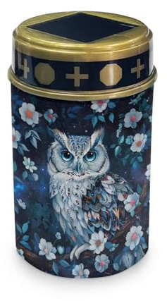 HUGS IDEA Owl Solar Grave Light Floral Waterproof ABS Memorial Decoration for Cemetery & Gardens, Solar-Powered Outdoor Lighting for Patio, Pathway & Religious Events